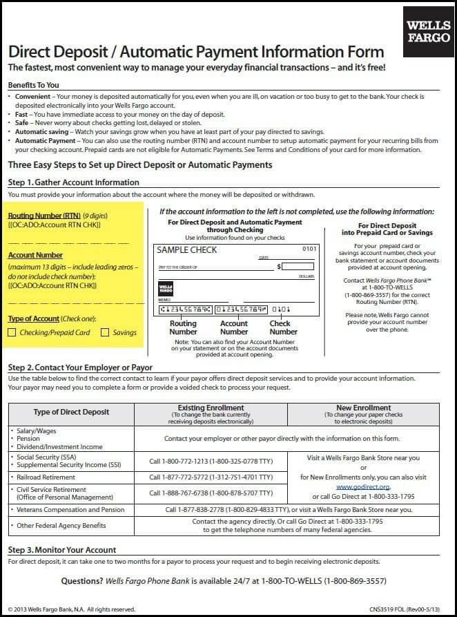 Wrong Bank Account Information For Direct Deposit: